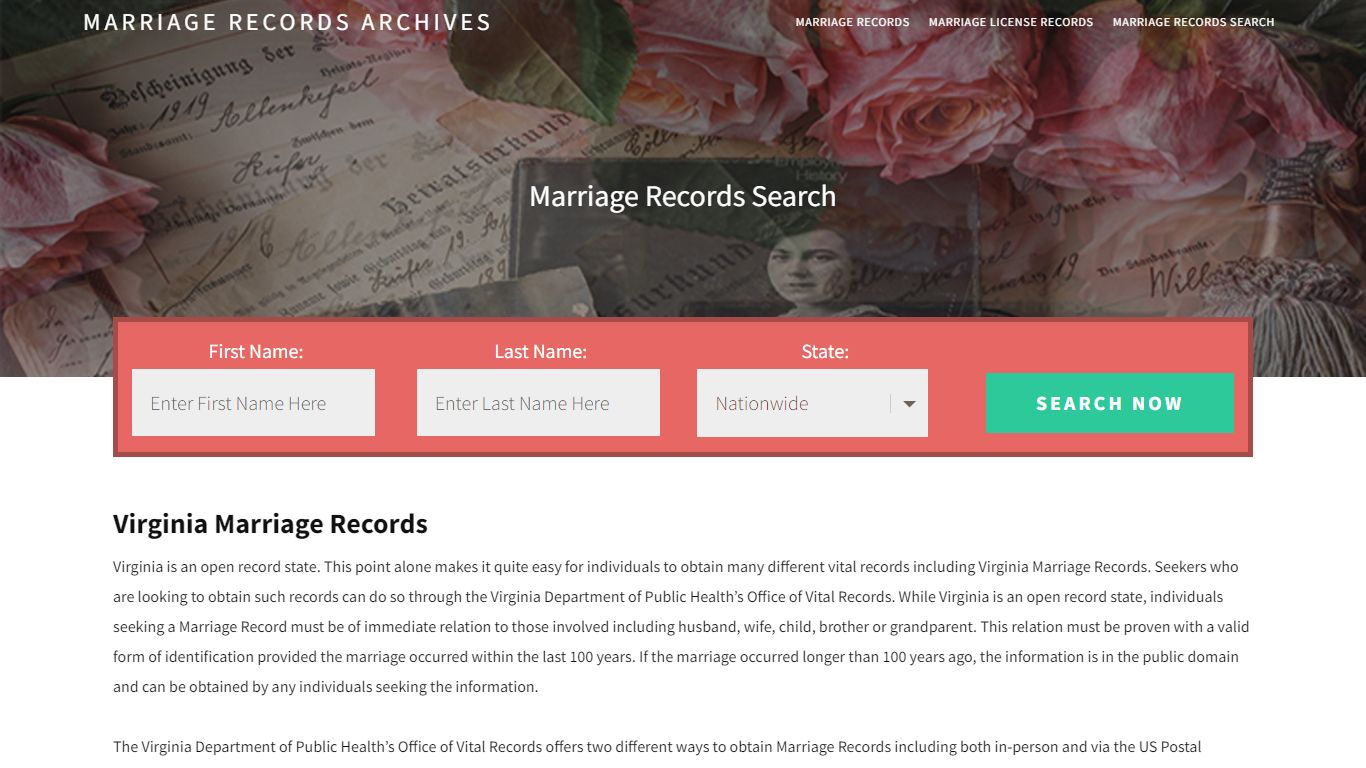 Virginia Marriage Records | Enter Name and Search | 14 Days Free